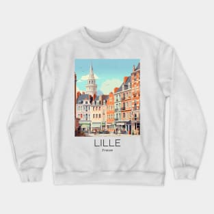 A Vintage Travel Illustration of Lille - France Crewneck Sweatshirt